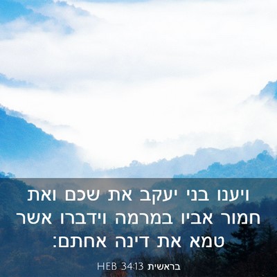 Picture 03 - בראשית 34:13 HEB - ויענו בני יעקב את שכם ואת - Bible Verse Picture