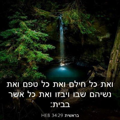 Picture 03 - בראשית 34:29 HEB - ואת כל חילם ואת כל טפם ואת - Bible Verse Picture