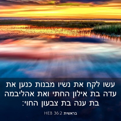Picture 03 - בראשית 36:2 HEB - עשו לקח את נשיו מבנות כנען - Bible Verse Picture