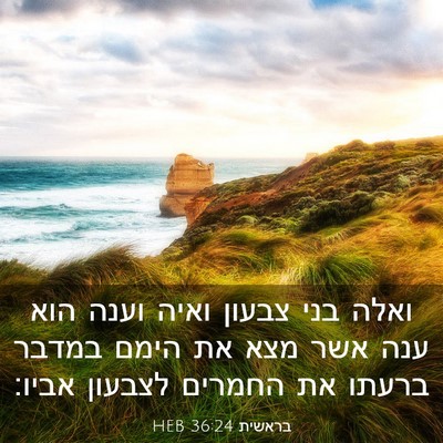 Picture 03 - בראשית 36:24 HEB - ואלה בני צבעון ואיה וענה - Bible Verse Picture