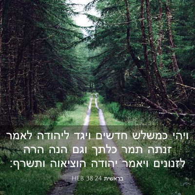 Picture 03 - בראשית 38:24 HEB - ויהי כמשלש חדשים ויגד - Bible Verse Picture