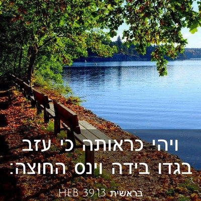 Picture 03 - בראשית 39:13 HEB - ויהי כראותה כי עזב בגדו - Bible Verse Picture