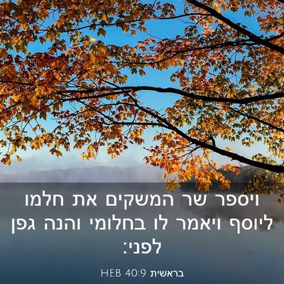 Picture 03 - בראשית 40:9 HEB - ויספר שר המשקים את חלמו - Bible Verse Picture
