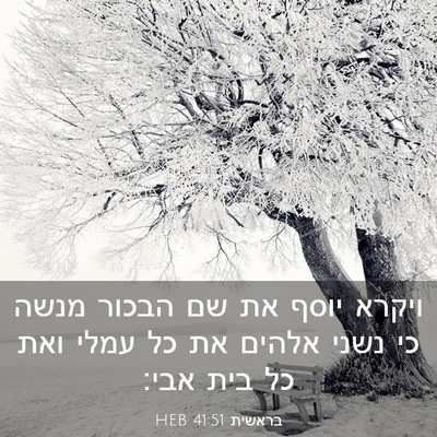 Picture 03 - בראשית 41:51 HEB - ויקרא יוסף את שם הבכור מנשה - Bible Verse Picture