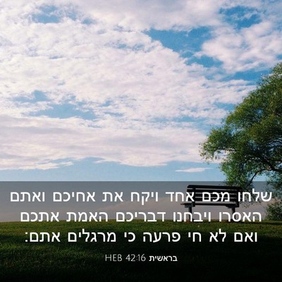 Picture 03 - בראשית 42:16 HEB - שלחו מכם אחד ויקח את אחיכם - Bible Verse Picture