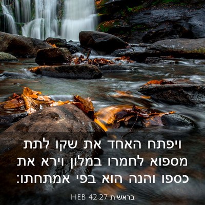 Picture 03 - בראשית 42:27 HEB - ויפתח האחד את שקו לתת מספוא - Bible Verse Picture
