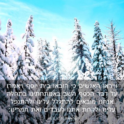 Picture 03 - בראשית 43:18 HEB - וייראו האנשים כי הובאו בית - Bible Verse Picture