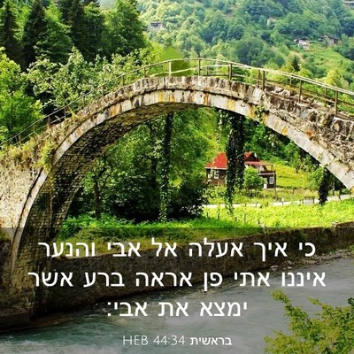 Picture 03 - בראשית 44:34 HEB - כי איך אעלה אל אבי והנער - Bible Verse Picture