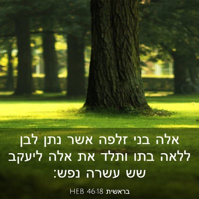 Picture 03 - בראשית 46:18 HEB - אלה בני זלפה אשר נתן לבן - Bible Verse Picture