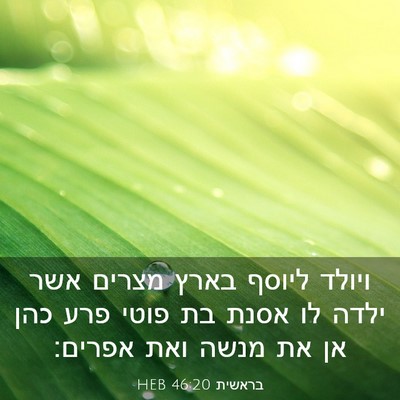 Picture 03 - בראשית 46:20 HEB - ויולד ליוסף בארץ מצרים אשר - Bible Verse Picture