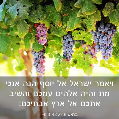 Picture 03 - בראשית 48:21 HEB - ויאמר ישראל אל יוסף הנה - Bible Verse Picture