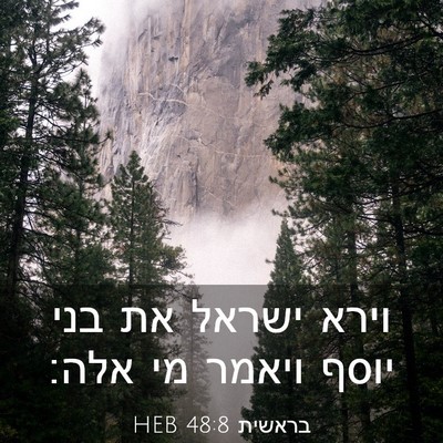 Picture 03 - בראשית 48:8 HEB - וירא ישראל את בני יוסף - Bible Verse Picture