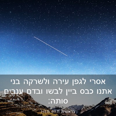Picture 03 - בראשית 49:11 HEB - אסרי לגפן עירה ולשרקה בני - Bible Verse Picture