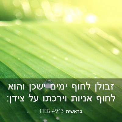 Picture 03 - בראשית 49:13 HEB - זבולן לחוף ימים ישכן והוא - Bible Verse Picture