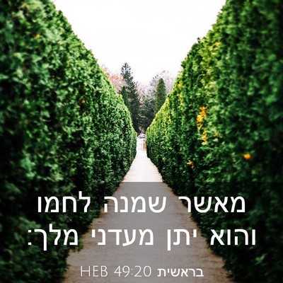 Picture 03 - בראשית 49:20 HEB - מאשר שמנה לחמו והוא יתן - Bible Verse Picture