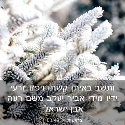 Picture 03 - בראשית 49:24 HEB - ותשב באיתן קשתו ויפזו זרעי - Bible Verse Picture