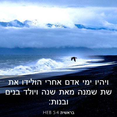 Picture 03 - בראשית 5:4 HEB - ויהיו ימי אדם אחרי הולידו - Bible Verse Picture