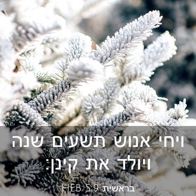 Picture 03 - בראשית 5:9 HEB - ויחי אנוש תשעים שנה ויולד - Bible Verse Picture