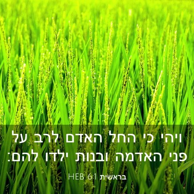 Picture 03 - בראשית 6:1 HEB - ויהי כי החל האדם לרב על פני - Bible Verse Picture