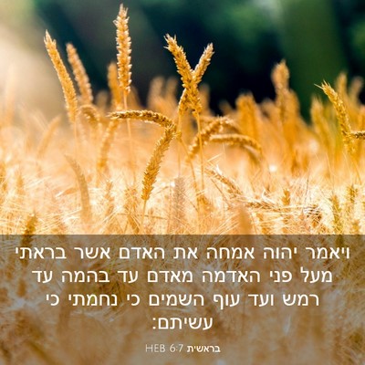 Picture 03 - בראשית 6:7 HEB - ויאמר יהוה אמחה את האדם אשר - Bible Verse Picture