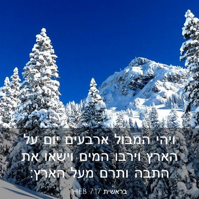 Picture 03 - בראשית 7:17 HEB - ויהי המבול ארבעים יום על - Bible Verse Picture