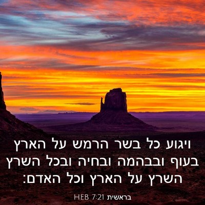 Picture 03 - בראשית 7:21 HEB - ויגוע כל בשר הרמש על הארץ - Bible Verse Picture