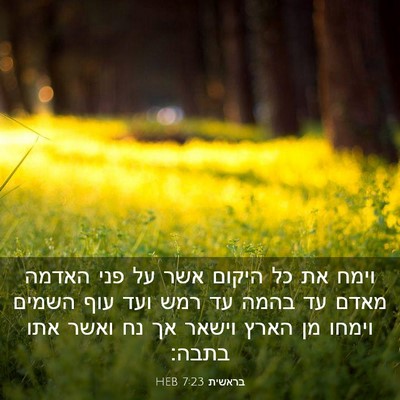 Picture 03 - בראשית 7:23 HEB - וימח את כל היקום אשר על פני - Bible Verse Picture