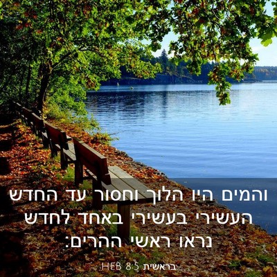 Picture 03 - בראשית 8:5 HEB - והמים היו הלוך וחסור עד - Bible Verse Picture