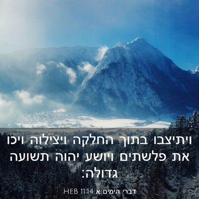 Picture 03 - דברי הימים א 11:14 HEB - ויתיצבו בתוך החלקה ויצילוה - Bible Verse Picture