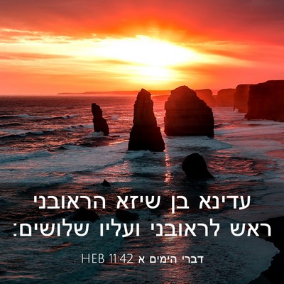 Picture 03 - דברי הימים א 11:42 HEB - עדינא בן שיזא הראובני ראש - Bible Verse Picture