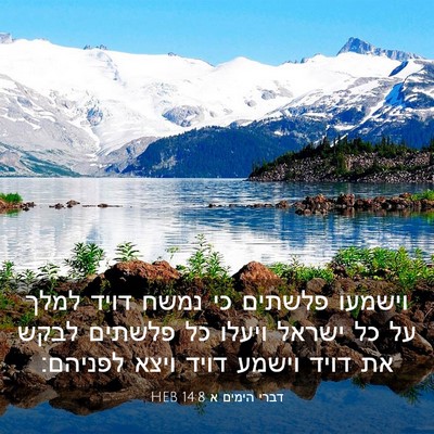 Picture 03 - דברי הימים א 14:8 HEB - וישמעו פלשתים כי נמשח דויד - Bible Verse Picture
