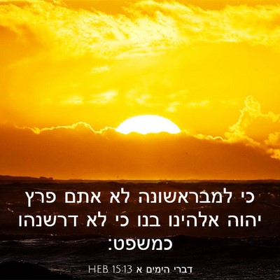 Picture 03 - דברי הימים א 15:13 HEB - כי למבראשונה לא אתם פרץ - Bible Verse Picture