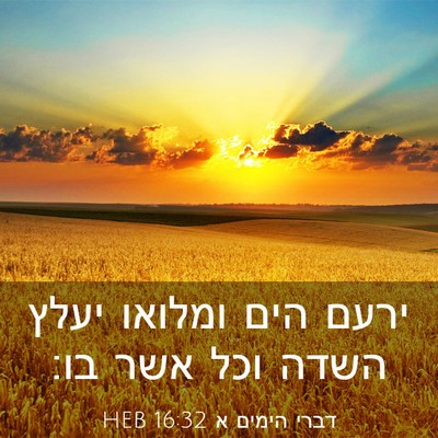 Picture 03 - דברי הימים א 16:32 HEB - ירעם הים ומלואו יעלץ השדה - Bible Verse Picture