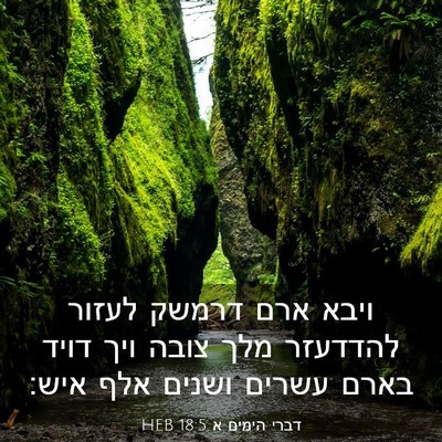 Picture 03 - דברי הימים א 18:5 HEB - ויבא ארם דרמשק לעזור - Bible Verse Picture