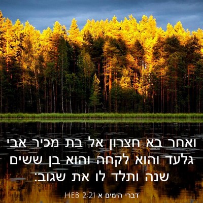 Picture 03 - דברי הימים א 2:21 HEB - ואחר בא חצרון אל בת מכיר - Bible Verse Picture