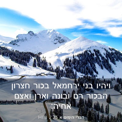 Picture 03 - דברי הימים א 2:25 HEB - ויהיו בני ירחמאל בכור - Bible Verse Picture