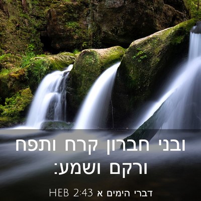 Picture 03 - דברי הימים א 2:43 HEB - ובני חברון קרח ותפח ורקם - Bible Verse Picture