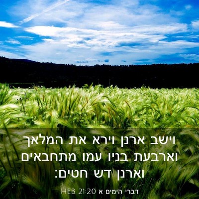 Picture 03 - דברי הימים א 21:20 HEB - וישב ארנן וירא את המלאך - Bible Verse Picture