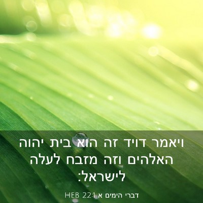 Picture 03 - דברי הימים א 22:1 HEB - ויאמר דויד זה הוא בית יהוה - Bible Verse Picture