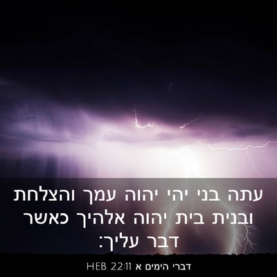 Picture 03 - דברי הימים א 22:11 HEB - עתה בני יהי יהוה עמך והצלחת - Bible Verse Picture
