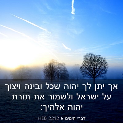 Picture 03 - דברי הימים א 22:12 HEB - אך יתן לך יהוה שכל ובינה - Bible Verse Picture