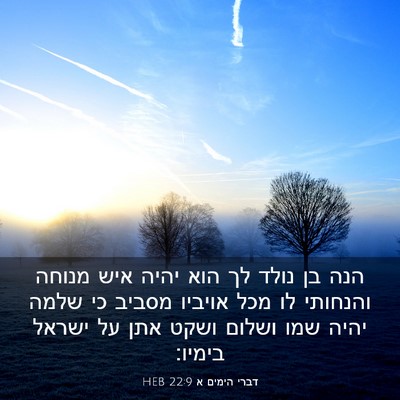 Picture 03 - דברי הימים א 22:9 HEB - הנה בן נולד לך הוא יהיה איש - Bible Verse Picture