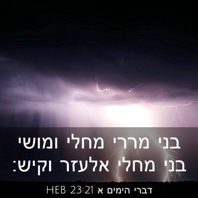 Picture 03 - דברי הימים א 23:21 HEB - בני מררי מחלי ומושי בני - Bible Verse Picture