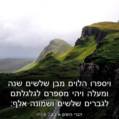 Picture 03 - דברי הימים א 23:3 HEB - ויספרו הלוים מבן שלשים שנה - Bible Verse Picture