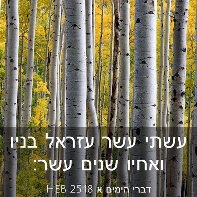 Picture 03 - דברי הימים א 25:18 HEB - עשתי עשר עזראל בניו ואחיו - Bible Verse Picture