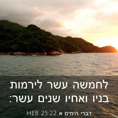 Picture 03 - דברי הימים א 25:22 HEB - לחמשה עשר לירמות בניו - Bible Verse Picture