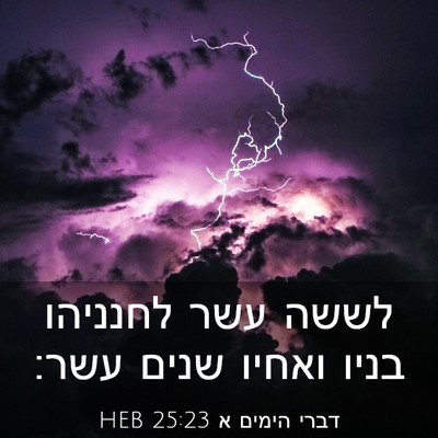 Picture 03 - דברי הימים א 25:23 HEB - לששה עשר לחנניהו בניו - Bible Verse Picture