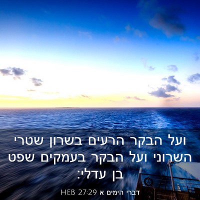 Picture 03 - דברי הימים א 27:29 HEB - ועל הבקר הרעים בשרון שטרי - Bible Verse Picture