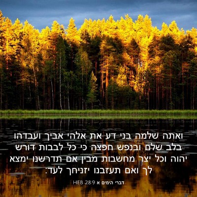 Picture 03 - דברי הימים א 28:9 HEB - ואתה שלמה בני דע את אלהי - Bible Verse Picture