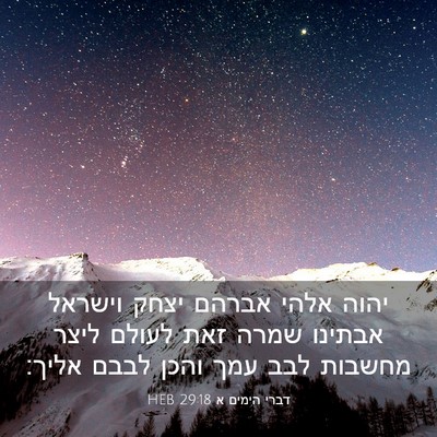 Picture 03 - דברי הימים א 29:18 HEB - יהוה אלהי אברהם יצחק - Bible Verse Picture